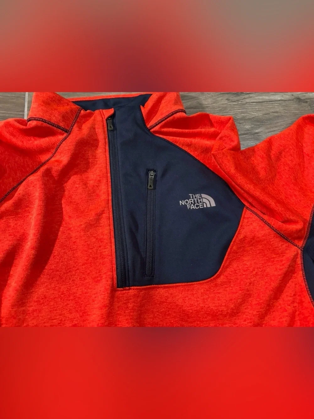 The North Face Jacket Orange Blue 1/2 Zip Men's Long Sleeve Size Large Flash Dry